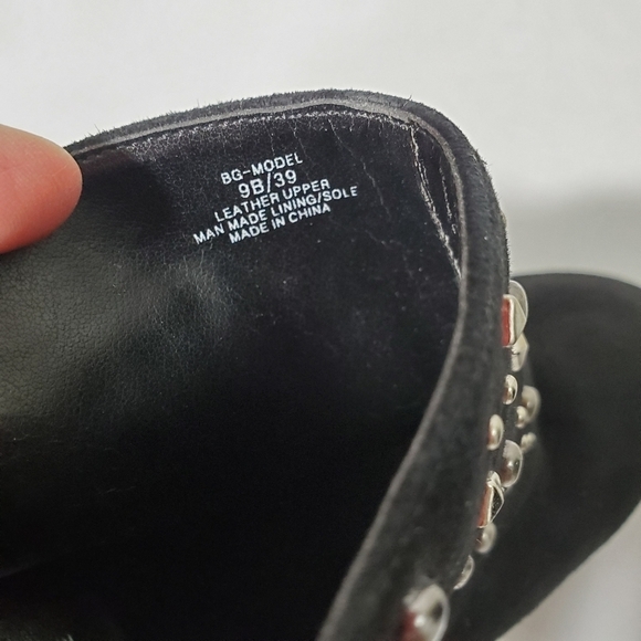 BCBG BG-Model Black Suede Studded Heels Booties Sz 9B Sexy Fairy Grunge Whimsi - Picture 8 of 10